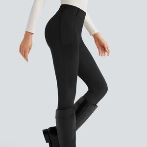 Halara SoftlyZero Black High Waist Contrast Rib Side Pocket Leggings Size Large